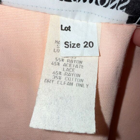 Vintage S.L. Fashions Peach Maxi Dress Size 20 – Statement Collar Lace Trim Full - Picture 14 of 16